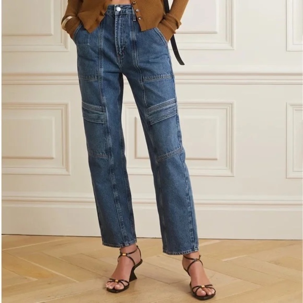 Agolde Women's Straight Leg Patch-Stitch Blue Jeans